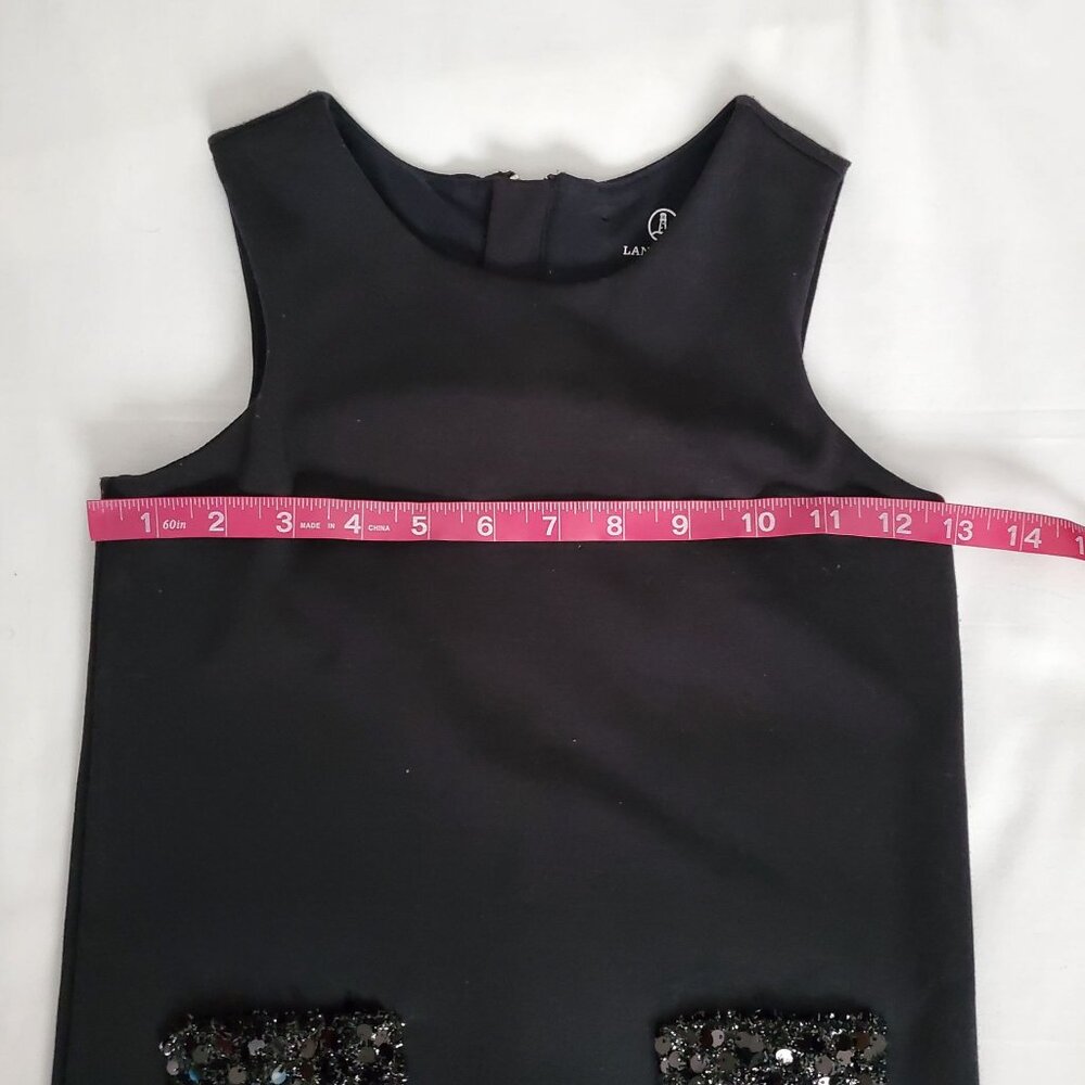 Land's End Kids Girls Black Sleeveless Sequin T-Shirt Jumper Dress Size 6X-7 - Picture 10 of 13